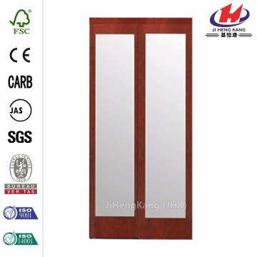 48 in. x 80 in. Mir-Mel Mirror Solid Core Cherry MDF Interior Closet Sliding Door with Matching Trim